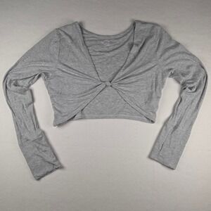 OFFLINE by Aerie Real Me Ribbed Twist Front Crop Top XL Gray Thumbholes